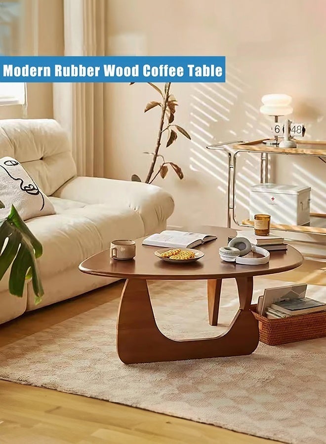 WALALLA Sculptural Statement Piece: Mid-Century Modern Oval Coffee Table, Abstract Solid Wood Design in Walnut for Living Room (90x58x40cm) - Image 3